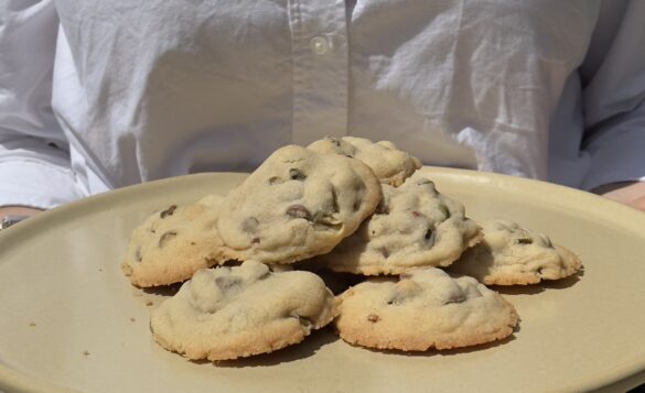Tallow cookies being held on a plate